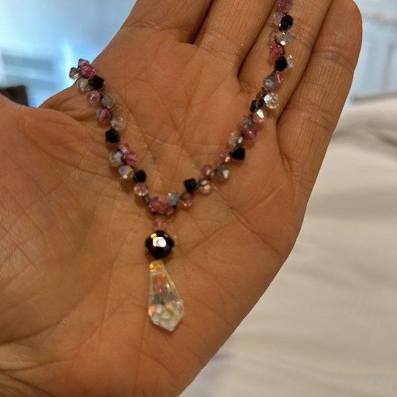 CUT CRYSTAL AND STERLING SILVER NEIMAN MARCUS NECKLACE - Picture 3 of 11